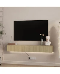 Streamdale Furniture Floating Tv Stand with 16 Color LEDs, Modern Entertainment Center