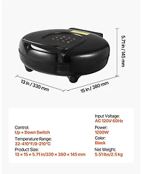 Ecooso 12 Inch Electric Pizza Oven, 1200W Pizza Maker with Nonstick Plate and Adjustable Temperature