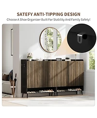 Homfan Shoe Cabinet, Large Shoe Cabinet with 3 Doors, Adjustable Shelves, Shoe Organizer with Doors for Hallway, Entryway, Living Room