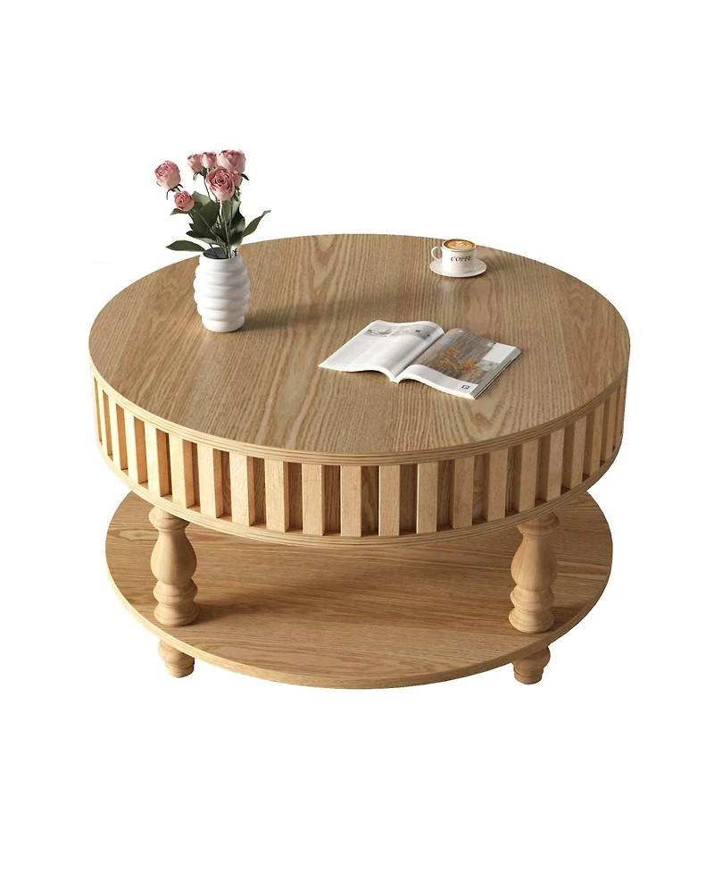 Streamdale Furniture Mid-Century Modern Fluted Coffee Table with Storage