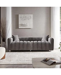 Streamdale Furniture Premium Velvet 3-Seater Sofa with Metal Base and 2 Pillows