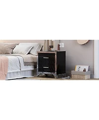 Streamdale Furniture Mirrored 2 Drawer High Gloss Bedside Table – Modern Nightstand
