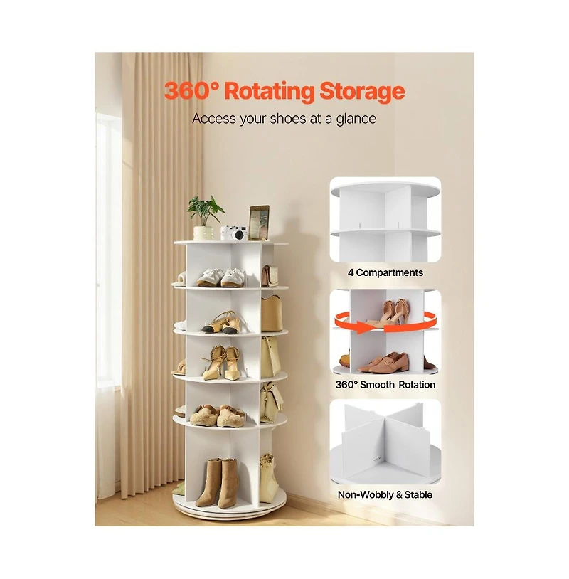 Slickblue 5-Tier Rotating Shoe Rack 360° Spinning Carousel