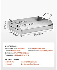 Ecooso 17 x 13 Inch Stainless Steel Griddle Plate for Gas Grill with Handles