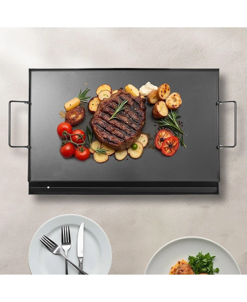 Ecooso 24 x 16 Inch Carbon Steel Griddle Plate for Gas Grill with Handles