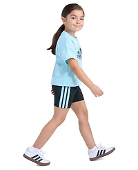 adidas Girls' 2T-6X Short-Sleeve T-Shirt and Bike Shorts, 2-Piece Set