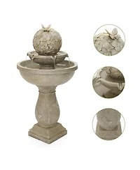 LuxenHome Decorative Garden Birdbath Fountain, Resin Water Feature with Pedestal Design