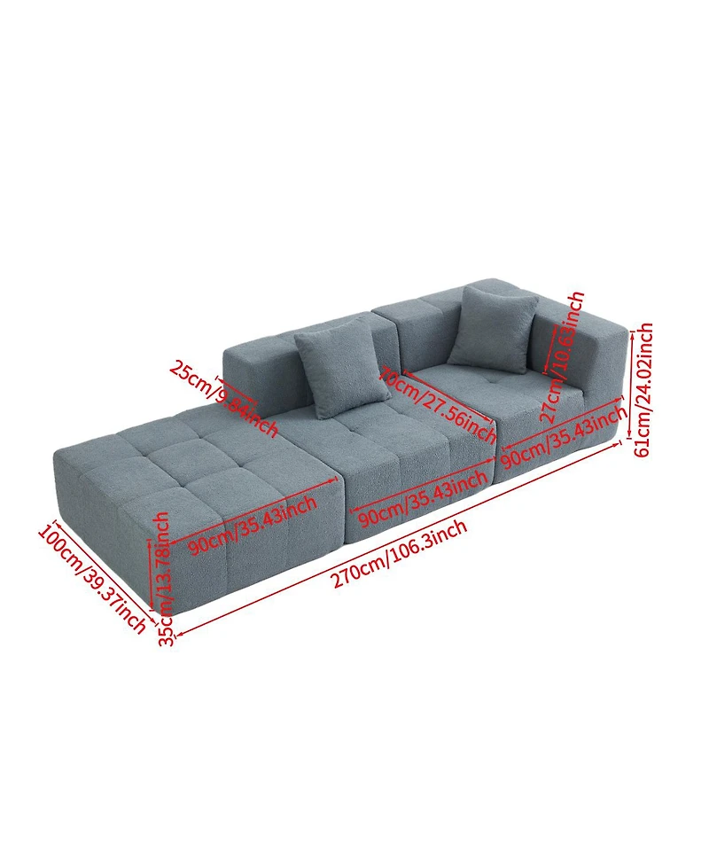 Streamdale Furniture Modern Modular Sectional Single Sofa Couch Accent Armless Chair