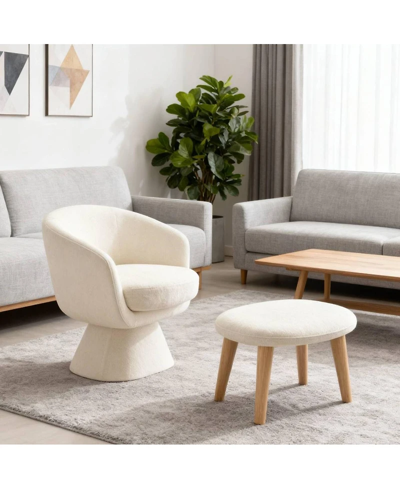 Streamdale Furniture Lazy Chair with Ottoman, Modern Lounge Accent Chair, Upholstered Sofa Chair