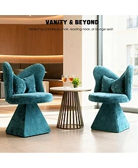 Streamdale Furniture Vanity Chair with Butterfly Back Swivel Accent Dining Makeup Stool for Bedroom