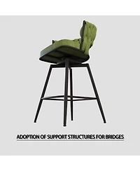 Streamdale Furniture 26" Suede Bar Stool Set of 4, 360 Swivel, Upholstered, with Back & Footrest