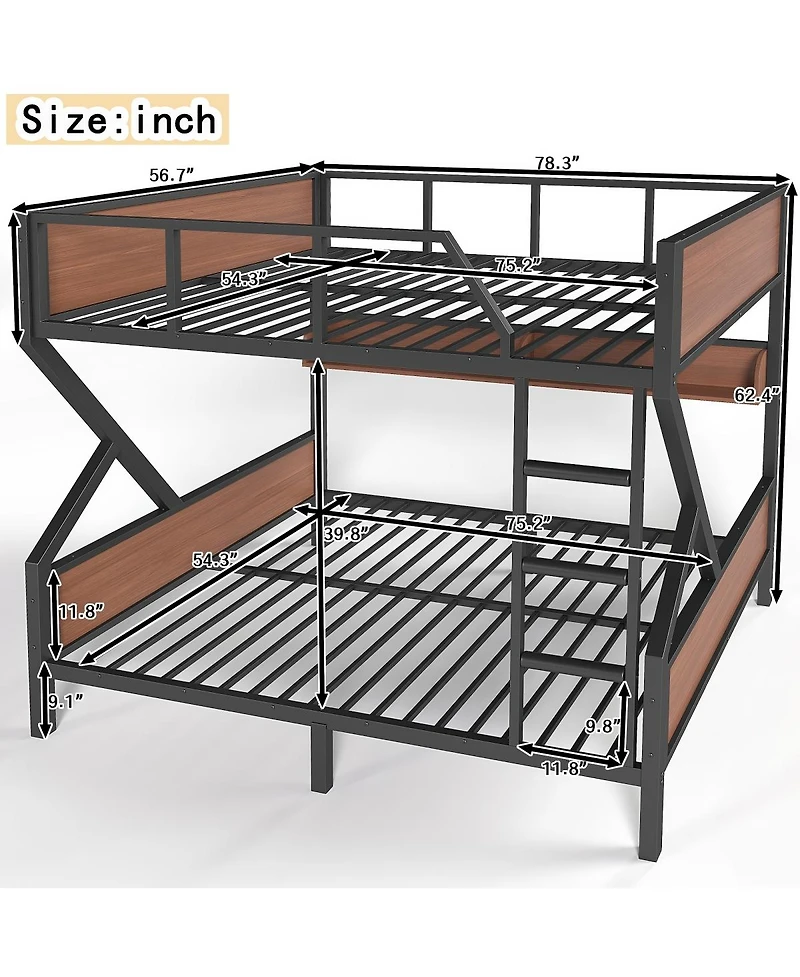 Streamdale Furniture Full/Full Bunk Bed w/ Storage Shelves & Lights