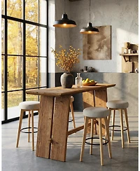 Tribesigns Solid Wood Bar Table, 61" Counter Height Table with Parquet Design Tabletop