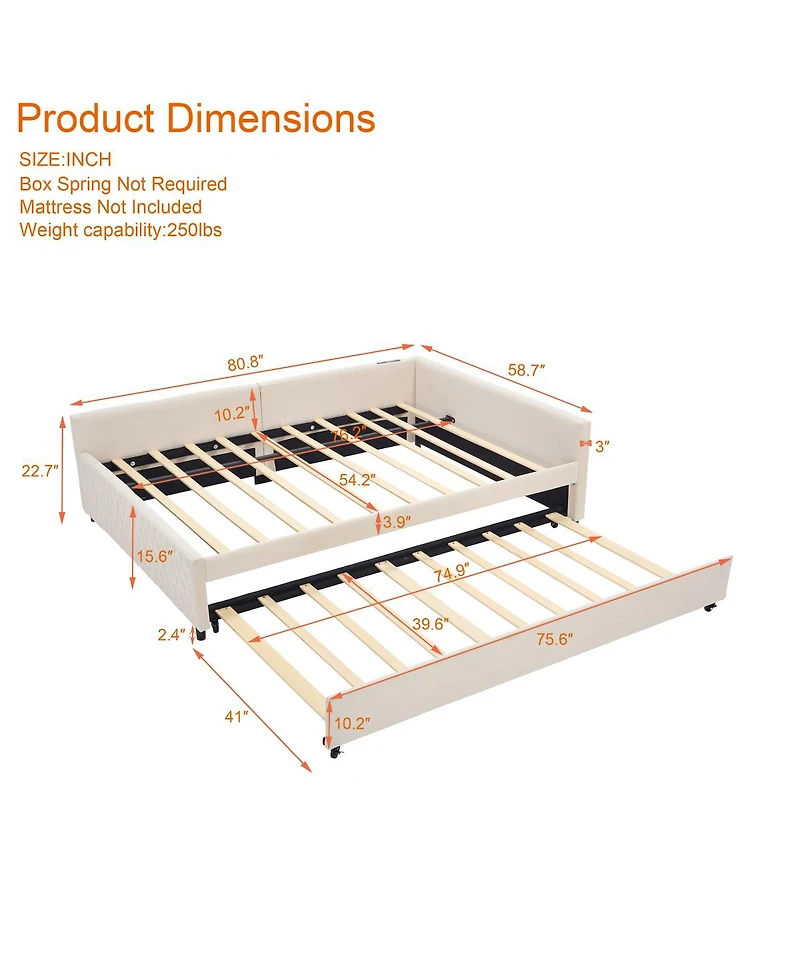 Streamdale Furniture Upholstered Daybed with Trundle