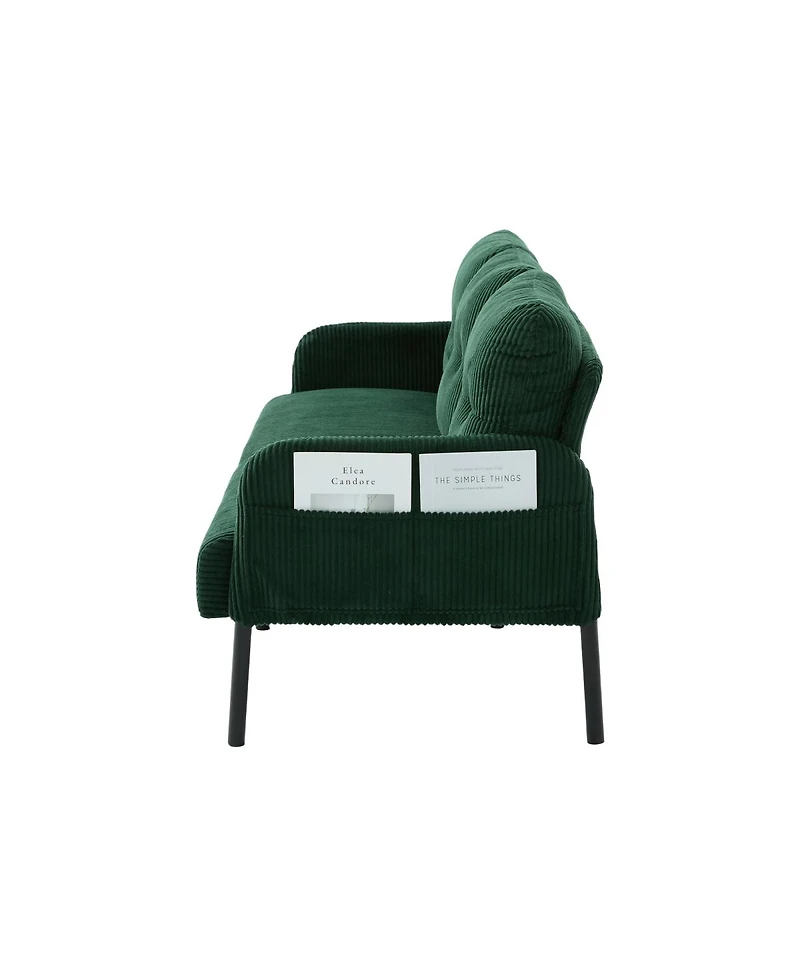 Streamdale Furniture Oversized Corduroy Loveseat Sofa with Metal Legs & Side Pockets