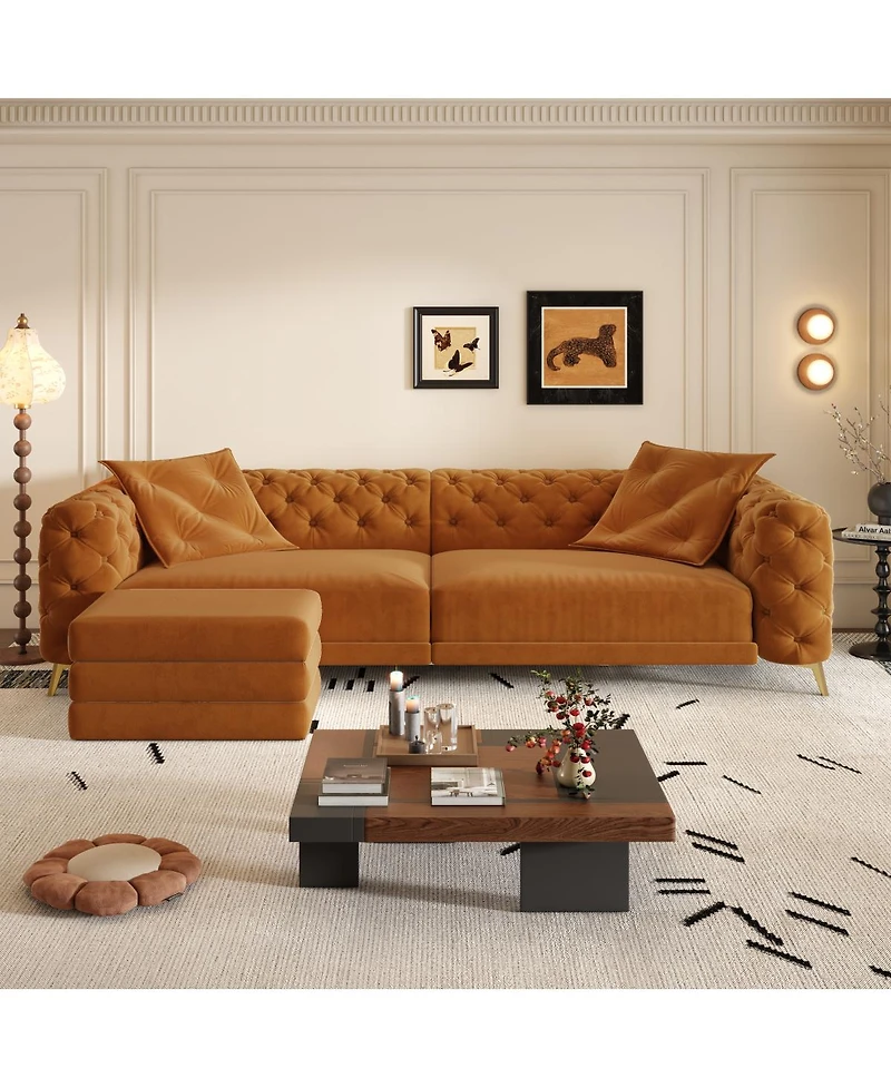 Streamdale Furniture 3-in-1 Convertible Sleeper Sofa with Pull-Out Bed and Ottoman