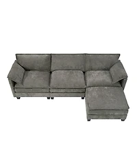 Streamdale Furniture L-shaped sofa with storage, cotton-linen velvet, 3-seater, living room/office