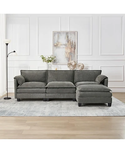 Streamdale Furniture L-shaped sofa with storage, cotton-linen velvet, 3-seater, living room/office