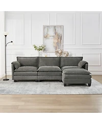 Streamdale Furniture L-shaped sofa with storage, cotton-linen velvet, 3-seater, living room/office