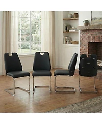Streamdale Furniture Faux Leather Dining Chairs Set of 4 with Gold Mesh Texture & Silver Back Ring (Set of 4)