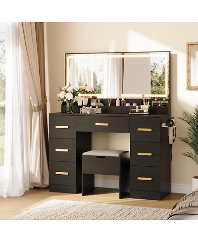 gaomon 45.9" Makeup Vanity Desk with Large Lighted Mirror