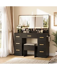 gaomon 45.9" Makeup Vanity Desk with Large Lighted Mirror