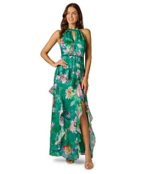 Adrianna Papell Women's Printed Halter Neck Maxi Dress
