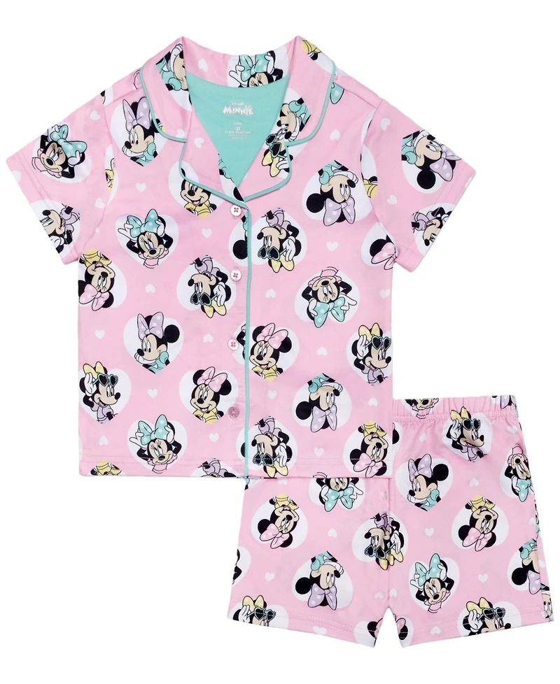 Minnie Mouse Girls' 2T-4T Notch Collar Top and Shorts, 2-Piece Set