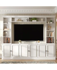 Streamdale Furniture 97.4"W 4-Piece Wall Unit Entertainment Center with Bookshelf for TVs Up to 70".