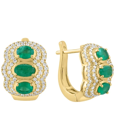 Effy Collection Emerald (1-1/4 ct. t.w.) & Diamond (5/8 ct. t.w.) Earrings in 14k Yellow Gold
