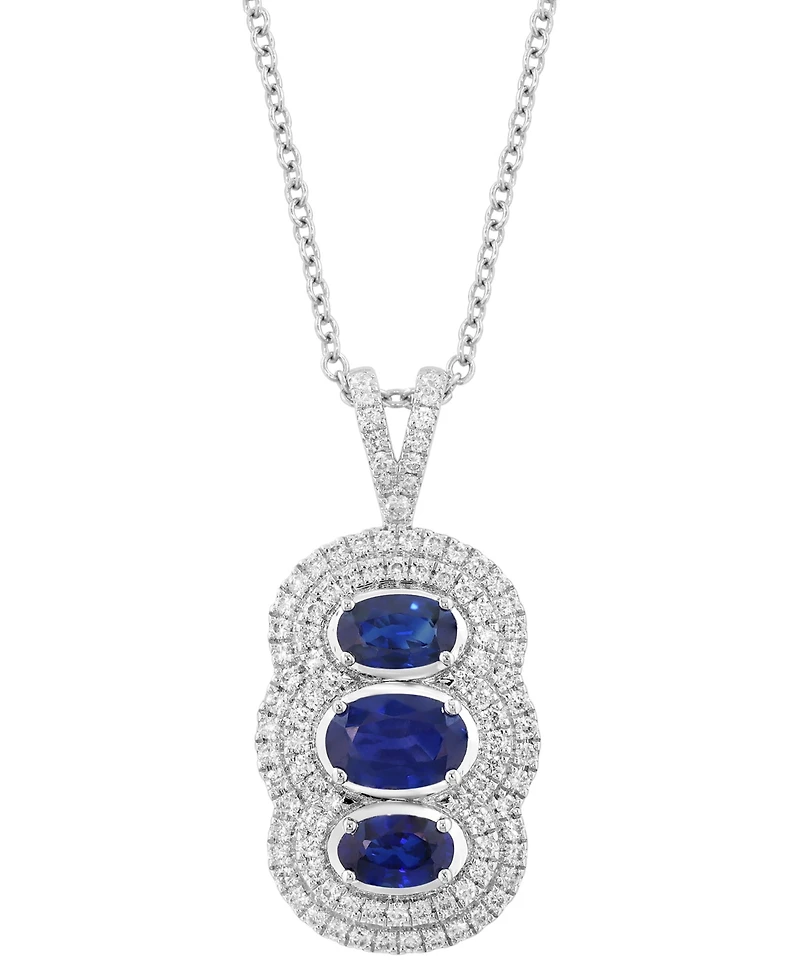 Effy Collection Emerald (7/8 ct. t.w.) & Diamond (3/8 Pendant Necklace 14k Yellow Gold