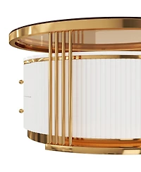 Streamdale Furniture Modern 2-Piece Round Nesting Coffee Table with Drawers & Glass Top