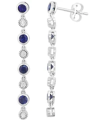 Effy Collection Sapphire (7/8 ct. t.w.) & Diamond (1/20 ct. t.w.) Drop Earrings in Sterling Silver