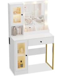 gaomon Makeup Vanity Desk with 3-Color Led Lighted Mirror
