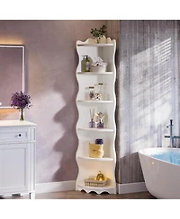Tribesigns White Corner Shelf, 70.8-Inch Tall Modern Free Standing Corner Bookshelf, 5-Tier Display Corner Bookcase