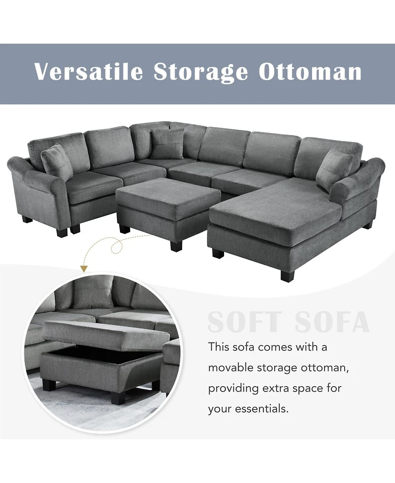 Streamdale Furniture U-Shaped Sectional Sofa with Ottoman