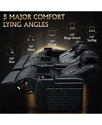 Streamdale Furniture 93.3" Power Recliner 3 Pc, Top-Grain Nappa, Smart Charging