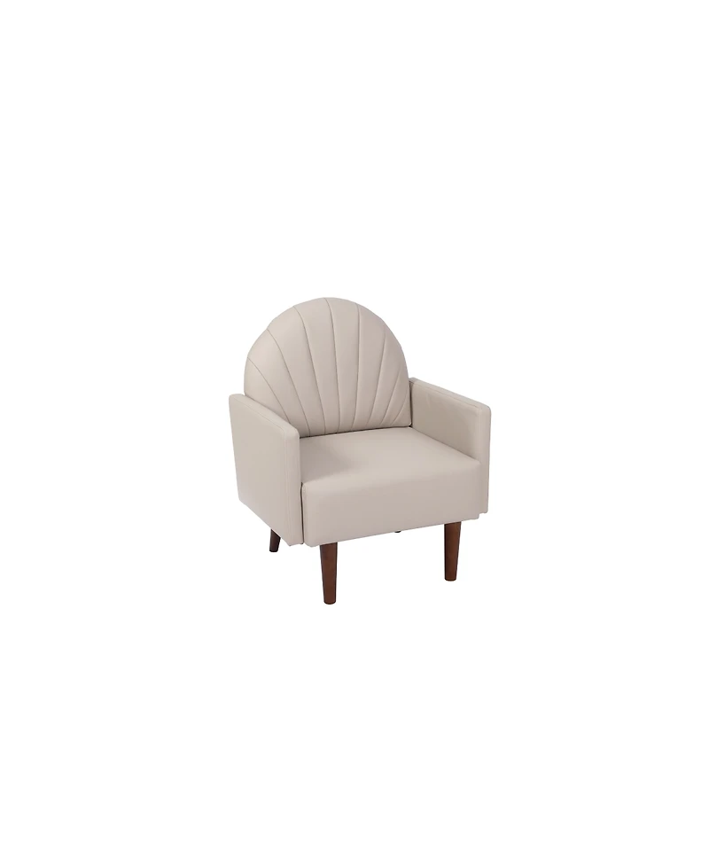 Streamdale Furniture Shell armchair with Pu leather and wooden legs