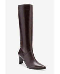 Forever and Always Women Shoes Merla Leather Block Heel Boot