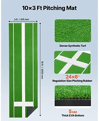 Mecale 10 x 3 Ft Softball Pitching Mat with Non-Slip Backing