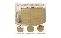 gaomon 46''Wide Rattan Dresser,6 Drawer Dresser for Bedroom,Dressers & Chests of Drawers