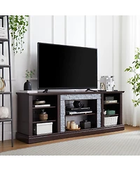 Streamdale Furniture Faux Stacked Stone Tv Stand & Media Console w/ Storage Cabinet
