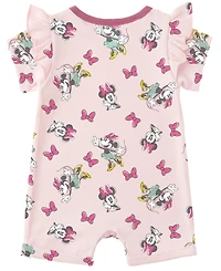 Disney Baby Girls' Minnie Print Romper and Hat, 2-Piece Set