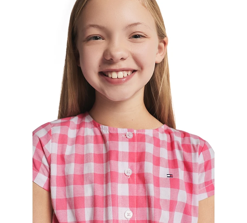 Tommy Hilfiger Girls' 7-16 Gingham Round Neck Dress