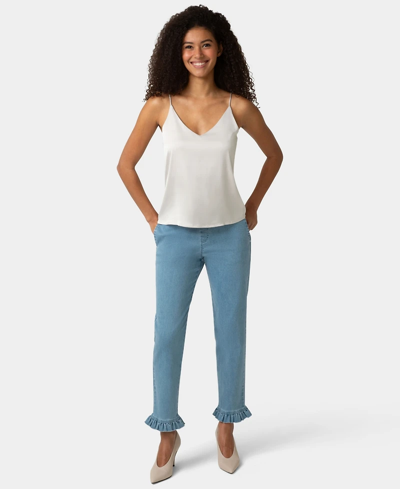 Hue Women's Ruffle Denim Skimmer Pull-On Sleepwear Pant
