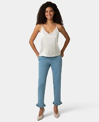 Hue Women's Ruffle Denim Skimmer Pull-On Sleepwear Pant