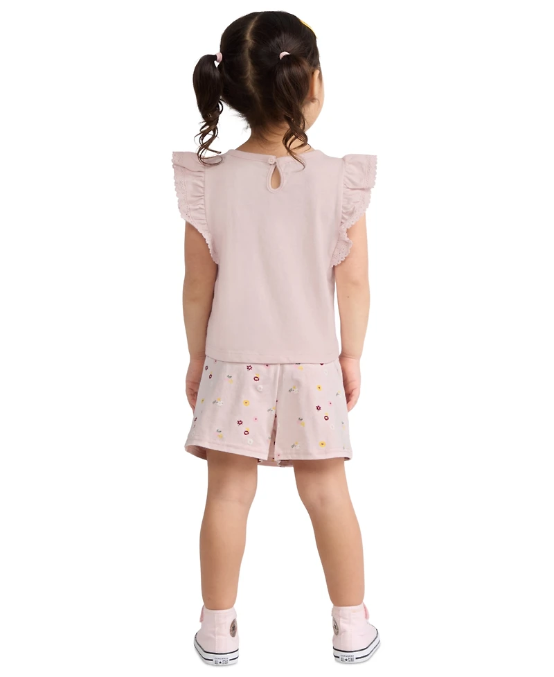 Levi's Girls' 2T-6X Knit Top and Ditsy Skort, 2-Piece Set