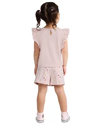 Levi's Girls' 2T-6X Knit Top and Ditsy Skort, 2-Piece Set