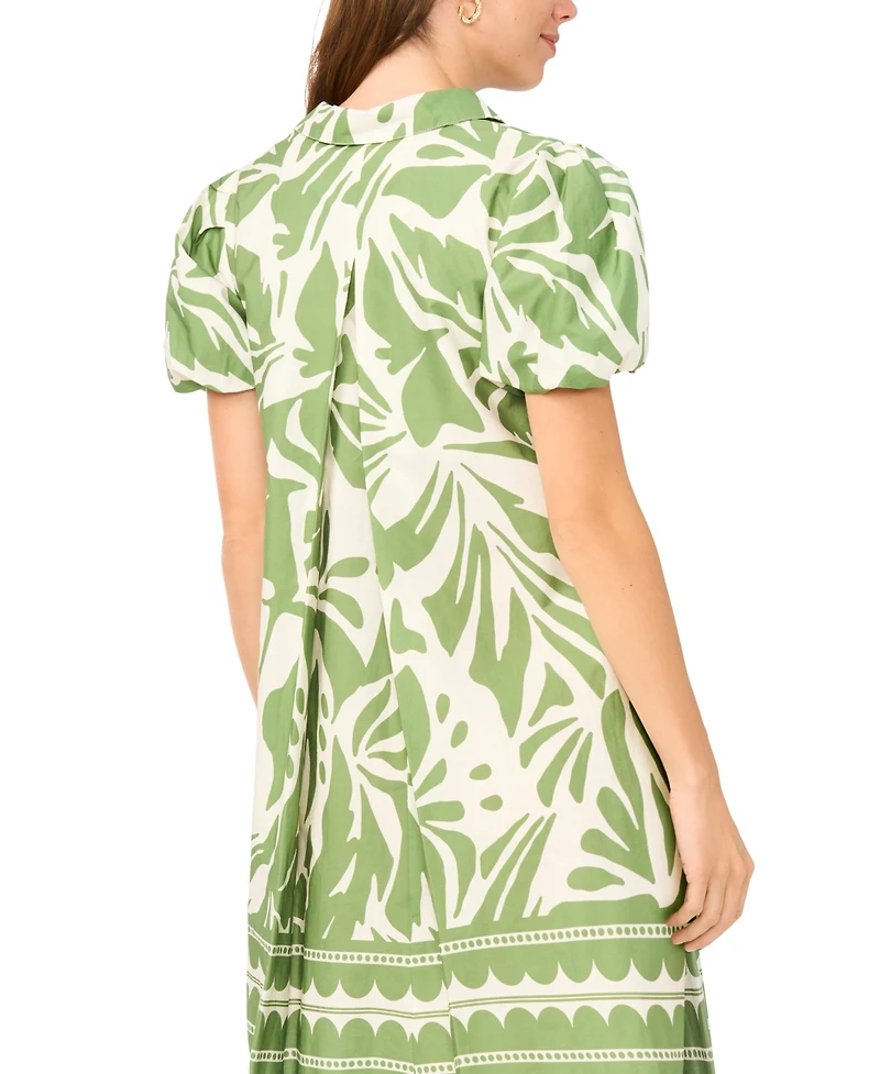 Msk Women's Short-Sleeve Button Collar Dress