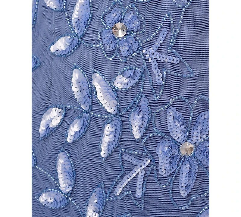 Adrianna Papell Floral-Beaded Gown